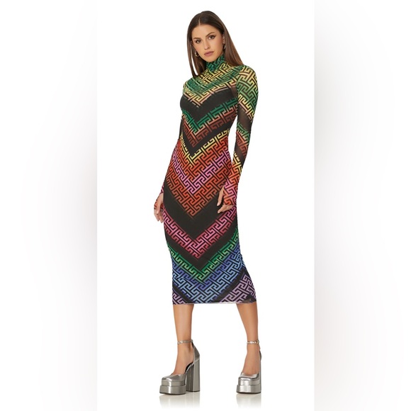 AFRM Vibrant Long Sleeve Shailene Dress in Geo Stripe size Medium - Picture 6 of 8